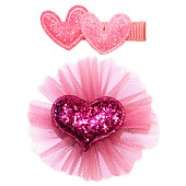 Набор зажимов для волос Сердца и сердце, 2 шт. Набор зажимов для волос Сердца и сердце, 2 шт.