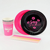 Набор бумажной посуды "Девчонка", на 6 персон, 6 стаканов, 6 тарелок, трубочки 10797811 Набор бумажной посуды "Девчонка", на 6 персон, 6 стаканов, 6 тарелок, трубочки 10797811