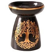  Аромалампа для эфирных масел «Древо жизни», керамика, чёрная с золотом, 9.3?9.3?11.8 см 10323622 