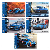  Альбом для рисования А4 32л., спираль, обложка картон, HATBER, 205х290мм, Supercar (5 в спайке), 32А4Всп 