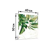  Картина стекло Листья на белом фоне 40х50 