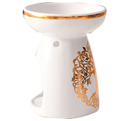 Аромалампа для эфирных масел «Древо жизни», керамика, белая с золотом, 9.3?9.3?11.8 см 10323621 