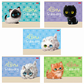  Альбом для рисования А4 32л., скоба, обложка картон, ламинация, HATBER, 205х290мм, Кошарики (5вид), 32А4лВ 