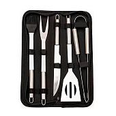  Набор для барбекю 5предметов: щипцы, лопатка, нож, вилка, кисть в чехле арт.10922-0109 