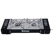  Плитка газовая ЕРМАК двухкомфорочная портативная с переходником, в кейсе, 64х27х9см 116-001 