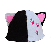  Шапка малая Кошка с ушками, войлок (бело-коричневый) 