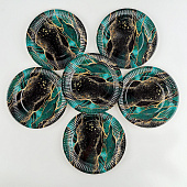 Набор бумажной посуды "Мрамор", на 6 персон, 6 стаканов, 6 тарелок, трубочки 10797813 Набор бумажной посуды "Мрамор", на 6 персон, 6 стаканов, 6 тарелок, трубочки 10797813