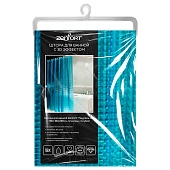  Штора для ванной Лаурель 3D ПВХ 180х180см 12 колец голубой /104244 Zenfort 