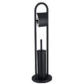  Стойка напольная с держателем для туалетной бумаги с поворотным механизмом черная 