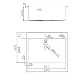  Мойка врезная нержавеющая сталь 3мм 60х50 Сатин PVD AF96050 Aflorn 