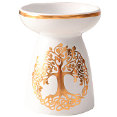  Аромалампа для эфирных масел «Древо жизни», керамика, белая с золотом, 9.3?9.3?11.8 см 10323621 