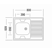  Мойка накладная 80х60см 0,4мм матовая ПРАВАЯ V-401 