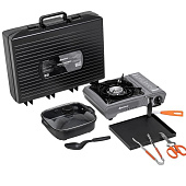  Плитка газовая NISUS портат. в кейсе, сковорода и пластина для гриля, кухонный инструмент (N-MEGA KIT) 