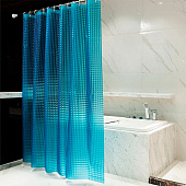  Штора для ванной Лаурель 3D ПВХ 180х180см 12 колец голубой /104244 Zenfort 
