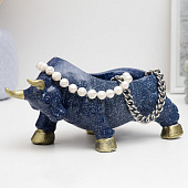  Подставка конфетница Бык, 12х24х11 см, синий мрамор, 7793718 