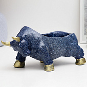  Подставка конфетница Бык, 12х24х11 см, синий мрамор, 7793718 