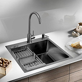  Набор 3 в 1 кухонная мойка+ корзина раздвижная+ дозатор врезной графит MR-6050BL РМС 