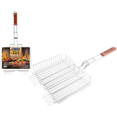 Решетка-гриль глубокая 1-2.SALE 31х24х5см дл.65см хром.сталь дер. Решетка-гриль глубокая 1-2.SALE 31х24х5см дл.65см хром.сталь дер.