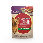  Влажный корм для собак ONE МИНИ Акт Соб Утка Паст Зел Фас 85г 