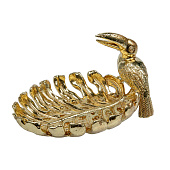  Блюдо декоративное Экзотика, 233х151х122 мм, золотой, Fancy21 