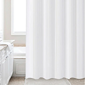  Штора для ванной Жаккард 180х200 (ШхВ) полиэстер 12 колец с утяжелителем белый /104235 Zenfort 