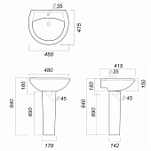  Раковина с пьедесталом Аттика 48 с хром.обрам Sanita 