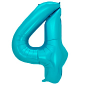  Шар воздушный фольгированный Цифра 4 81см голубой 