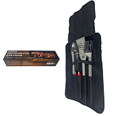  Набор приборов для гриля Diolex из нержавеющей стали (лопатка, щипцы, вилка, щетка-гриль) в чехле DX-BS004 