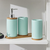 Набор аксессуаров для ванной комнаты «Натура», 3 предмета (дозатор 400 мл, 2 стакана, на подставке), цвет мятный /6073202 