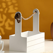  Кашпо деревянное 25.5х15х30 см "Аром" ручка канат белое 5309166 