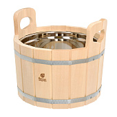  Ушат "шайка" 10 л. с нержавеющей вставкой, липа, "Банные штучки" в кор. 