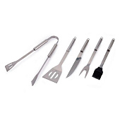 Набор для барбекю 5предметов: щипцы, лопатка, нож, вилка, кисть в чехле арт.10922-0109 