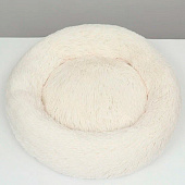  Лежанка для собак и кошек, длинный мех, 45 х 35 х 11 см, молочная, 9347893 