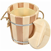  Запарник 9 л, Контраст (тиснение), с пластиковой вставкой, с крышкой, липа Банные штучки 