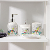  Набор аксессуаров для ванной комнаты «Фауна», 4 предмета (мыльница, дозатор для мыла 400 мл, 2 стакана), цвет МИКС /4439045 
