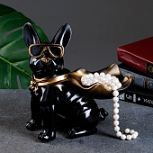  Подставка конфетница Бульдог в плаще, 23х20х13 см, черная, 7749657 