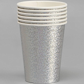 Стаканы бумажные Голография, 6 шт, серебро, 9686227 Стаканы бумажные Голография, 6 шт, серебро, 9686227