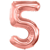  Шар воздушный фольгированный Цифра 5 81см розовое золото 