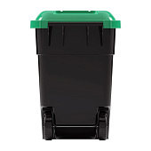  Бак для мусора 65л на колёсах, черно-зеленый М4663 