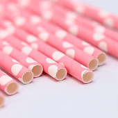  Трубочки одноразовые для напитков 12 шт. "Cute peas", pink (200 мм) 