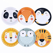 Набор бумажных тарелок Хэппи Зоо, 6 шт d=180 мм 9115521 Набор бумажных тарелок Хэппи Зоо, 6 шт d=180 мм 9115521