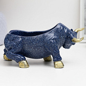  Подставка конфетница Бык, 12х24х11 см, синий мрамор, 7793718 