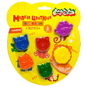  Мелки восковые 6цв Каляка-Маляка Зверята, фигурные, 40 мм, КВЗП6 