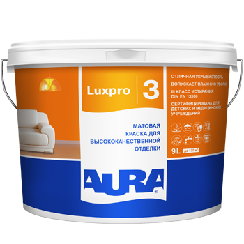 В/Д краска интерьерная высокоукрывистая AURA LUXPRO 3 9л В/Д краска интерьерная высокоукрывистая AURA LUXPRO 3 9л