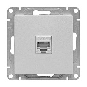  Розетка компьютерная встраиваемая RJ45 UTP cat 5e, цвет алюминий, EKF Эпика 