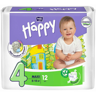 Подгузники Bella Happy Макси (8-18кг) 12шт Подгузники Bella Happy Макси (8-18кг) 12шт