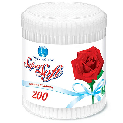 Ватные палочки Русалочка Super Soft банка 200шт Ватные палочки Русалочка Super Soft банка 200шт