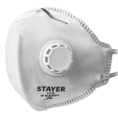 Плоская полумаска фильтрующая STAYER FV-80 FFP1 с клапаном Плоская полумаска фильтрующая STAYER FV-80 FFP1 с клапаном