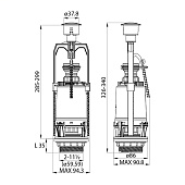  Арматура для бачка кноп 1 режим нижняя подводводка F012400-0004 Iddis 