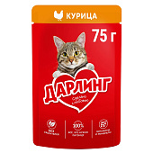 Влажный корм для кошек DARLING Курица в подливе 75г Влажный корм для кошек DARLING Курица в подливе 75г